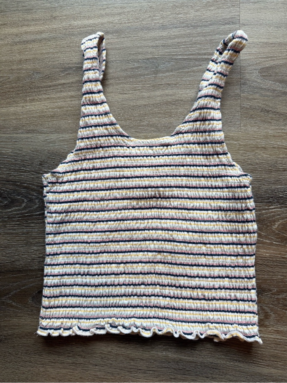 Hollister XS Striped Ribbed Tank Top Y2K Lettuce Hem